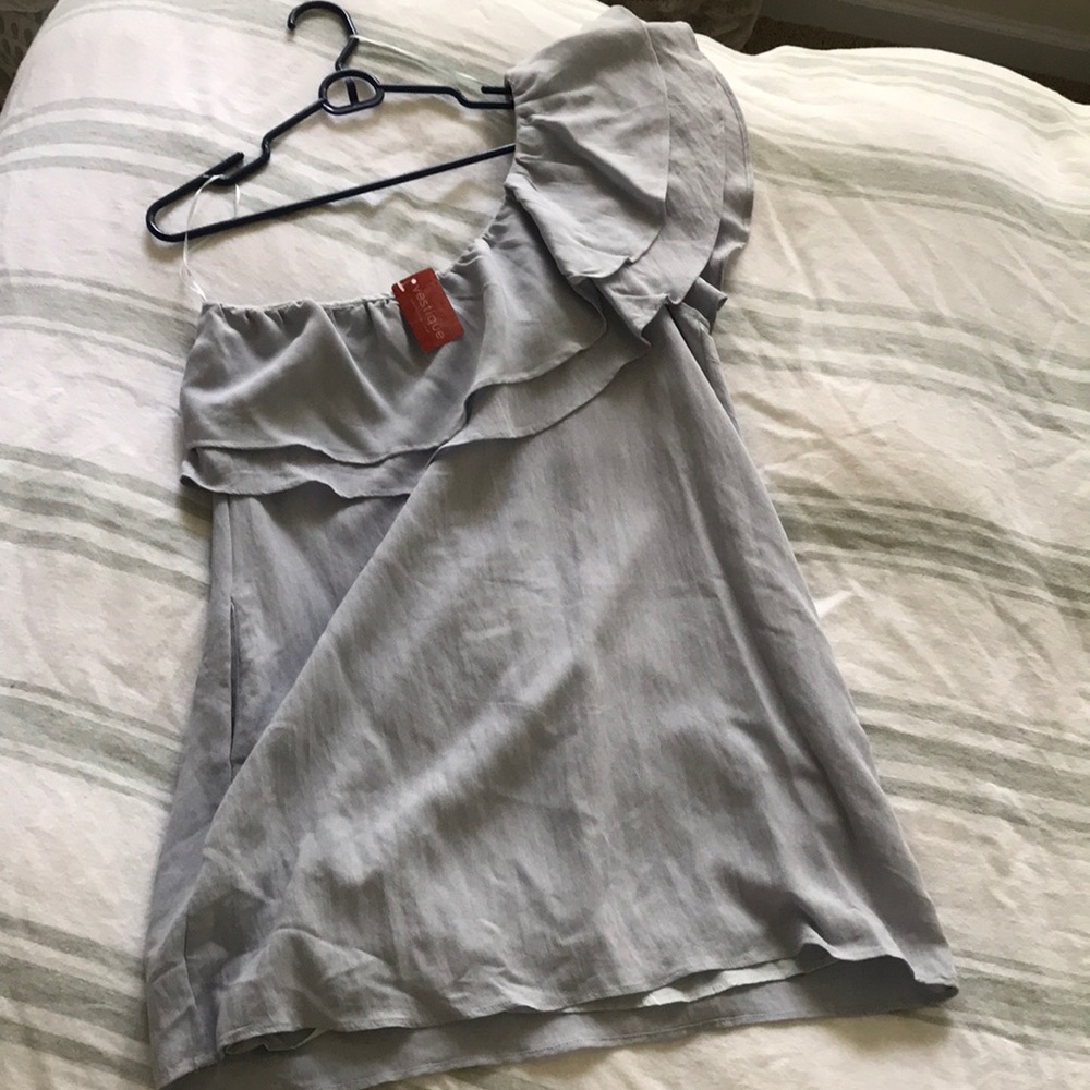 NWT One Shoulder Mini Dress, lined w/ pockets